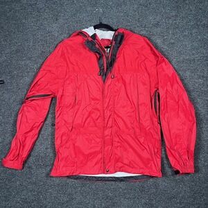LL Bean Mens Lightweight Windbreaker Jacket RedHidden Hoodie Large
